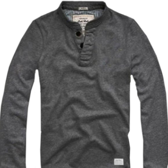 Brand New! Mens CALI HOLI Muscle Fit Long Sleeve Henley Tee Dark Gray 98475 - Picture 1 of 2